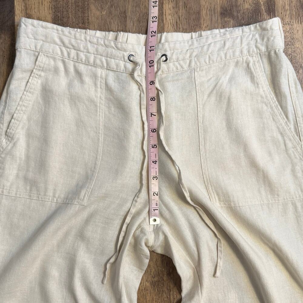 Nicole Miller Linen Pants High Rise Drawstring Summer Resort Cream Women's Large - Picture 6 of 9